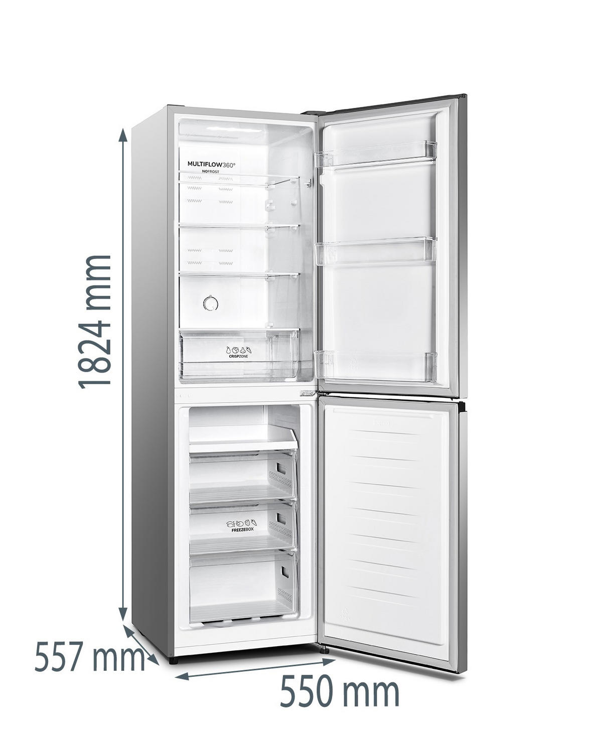 KÜHL-GEFRIER-KOMBINATION NRK418DCS4  - Edelstahlfarben, MODERN, Glas/Kunststoff (55/182,4/55,7cm) - Gorenje