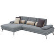 ECKSOFA in Chenille, Mikrofaser Blaugrau  - Blaugrau/Schwarz, Design, Textil/Metall (157/299cm) - Dieter Knoll