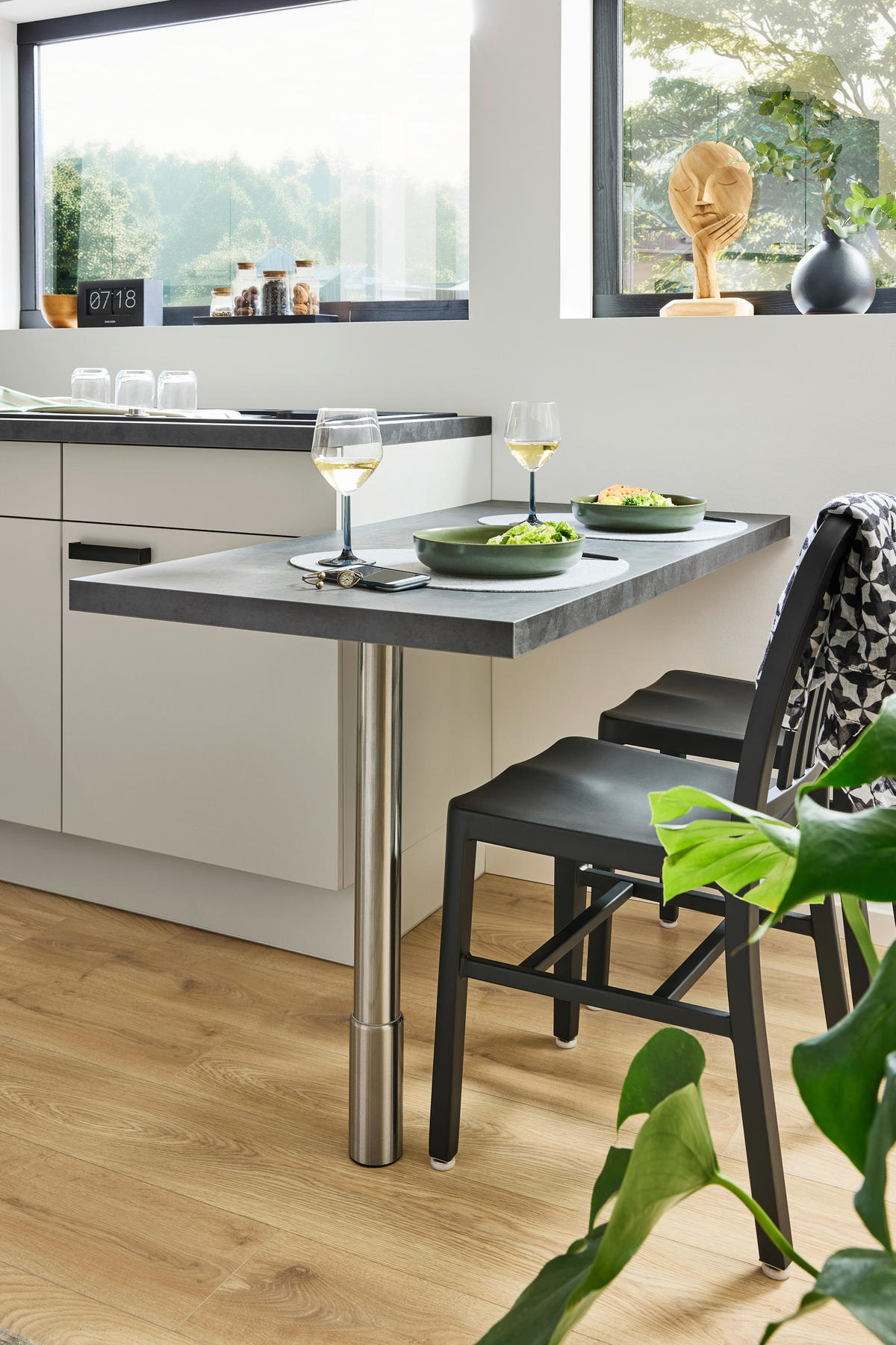 ECKKÜCHE XO 21 305/245 cm  in Hellgrau, Dunkelgrau  - Dunkelgrau/Hellgrau, Design, Holzwerkstoff/Metall (305/245cm) - Xora