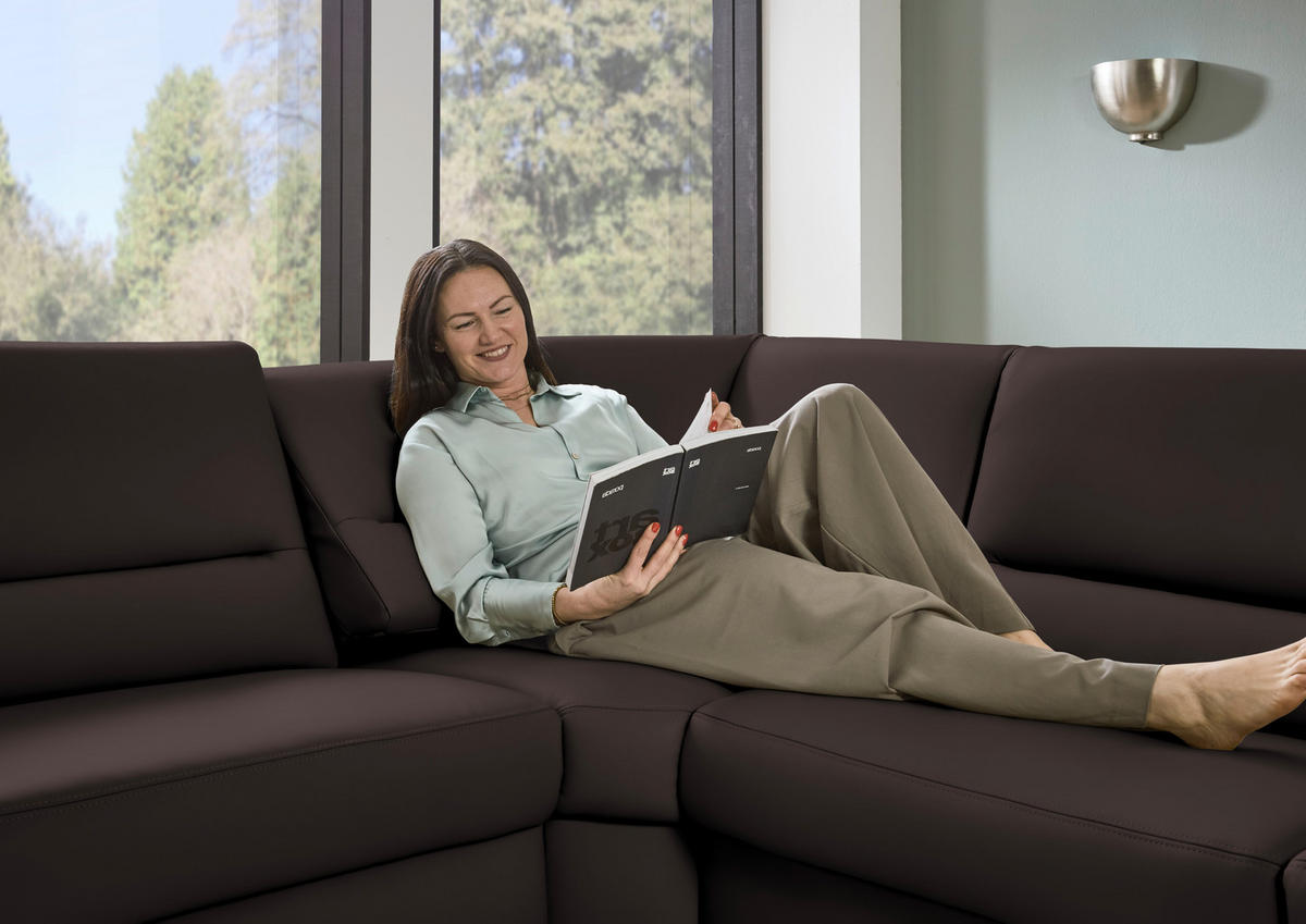 ECKSOFA  in Echtleder Mokka  249/290 cm  - Schwarz/Mokka, KONVENTIONELL, Leder/Metall (249/290cm) - Beldomo Premium