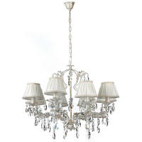 KRISTALL-HÄNGELEUCHTE 80/105 cm   - Weiß, Natur, Glas/Textil (80/105cm)