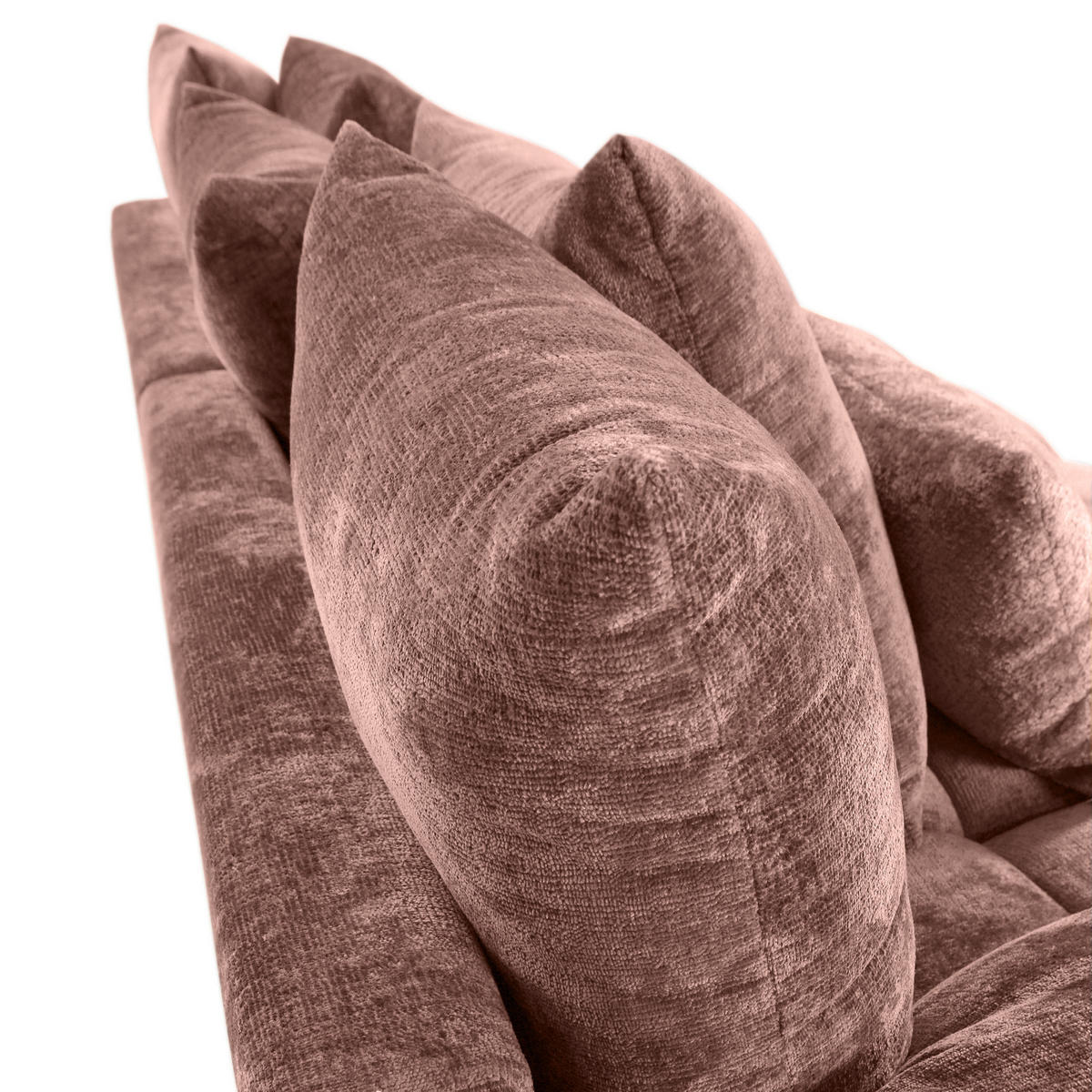 BIGSOFA in Chenille Altrosa  - Schwarz/Altrosa, Design, Kunststoff/Textil (265/67/130cm) - home24