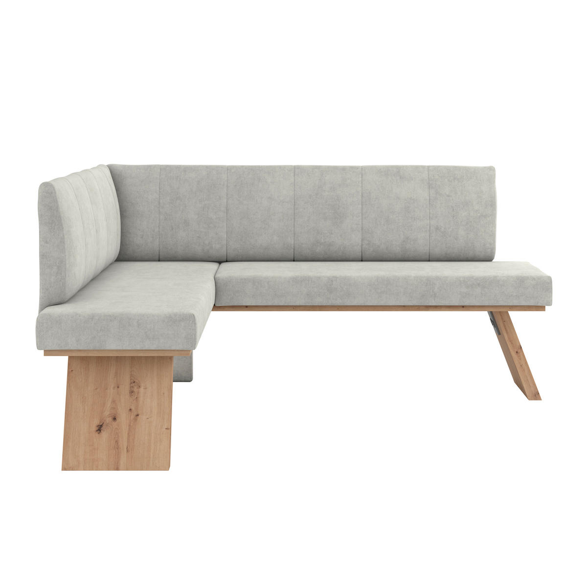 ECKBANK 140/160 cm Webstoff Hellgrau   - Eichefarben/Hellgrau, KONVENTIONELL, Textil (140/160cm) - Livetastic