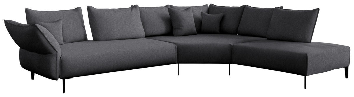 ECKSOFA  in Chenille, Flachgewebe Graphitfarben  340/272 cm  - Schwarz/Graphitfarben, MODERN, Textil/Metall (340/272cm) - W.Schillig