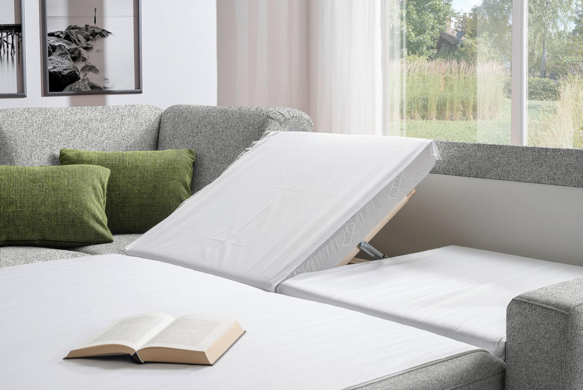 WOHNLANDSCHAFT  in Mikrovelours Naturfarben  - Anthrazit/Alufarben, KONVENTIONELL, Textil (158/323/237cm) - Sedda