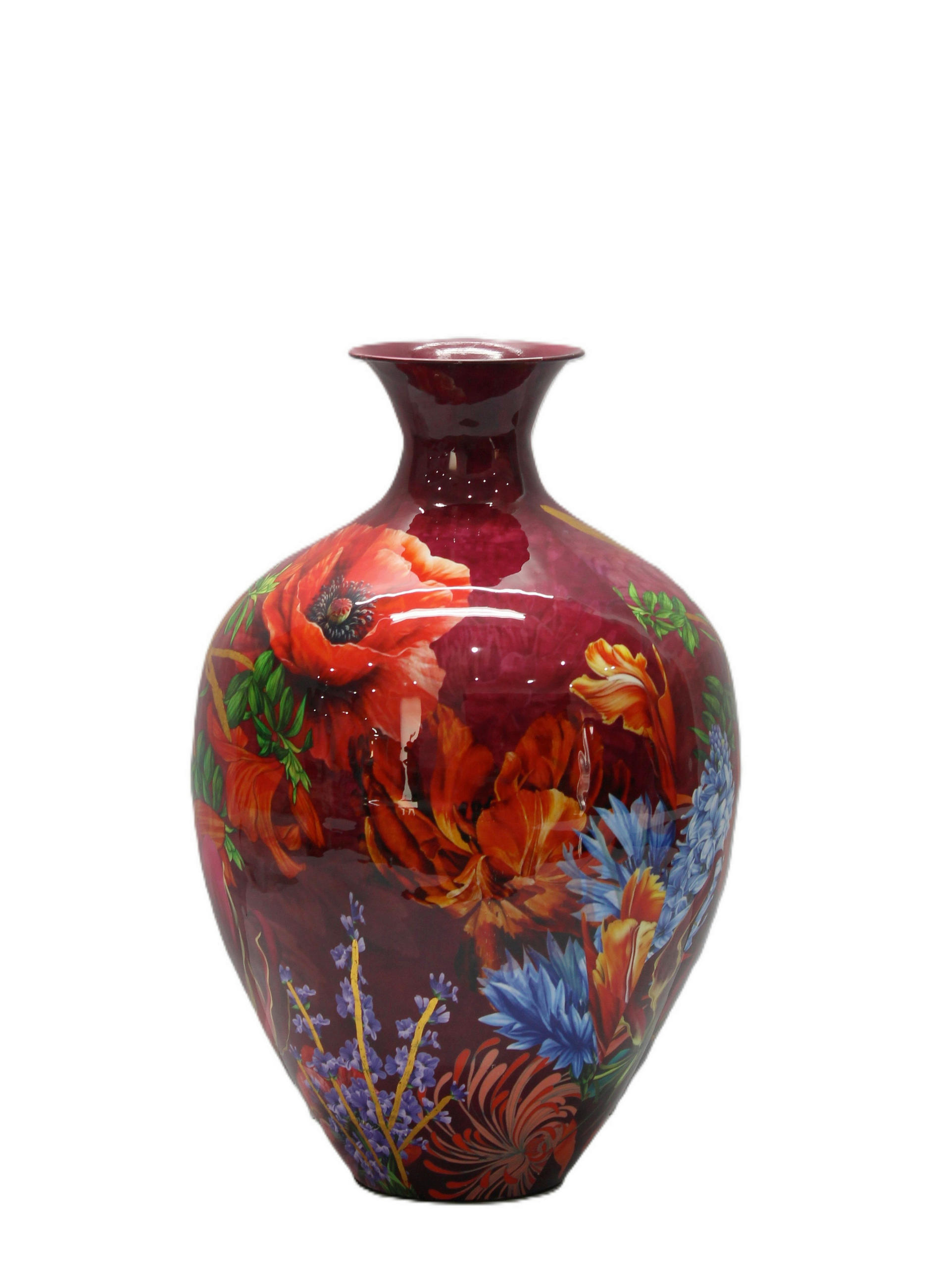 DEKOVASE  - Weinrot/Multicolor, Basics, Metall (63/41/63cm)