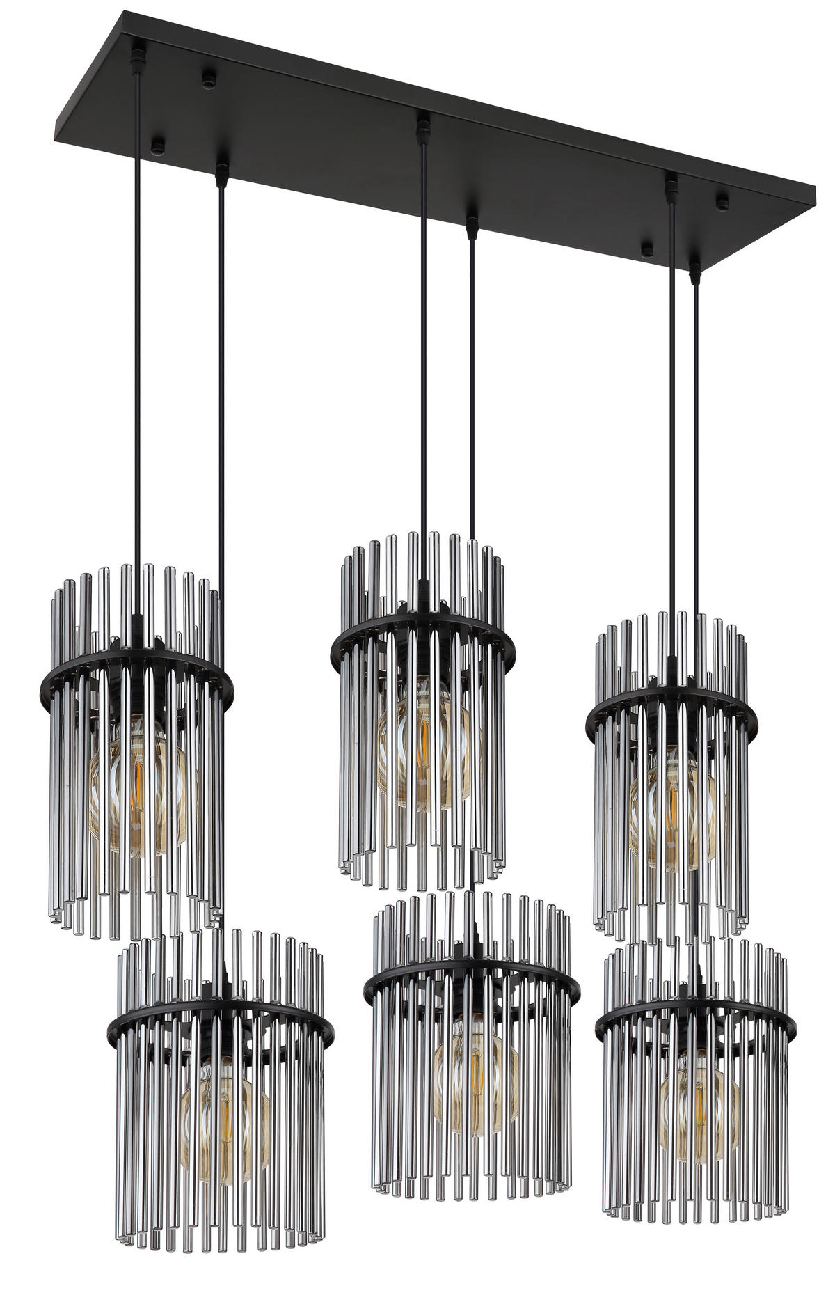 HÄNGELEUCHTE GORLEY 92.5/35.5/125 cm  - Schwarz/Grau, Basics, Glas/Kunststoff (92.5/35.5/125cm) - Globo