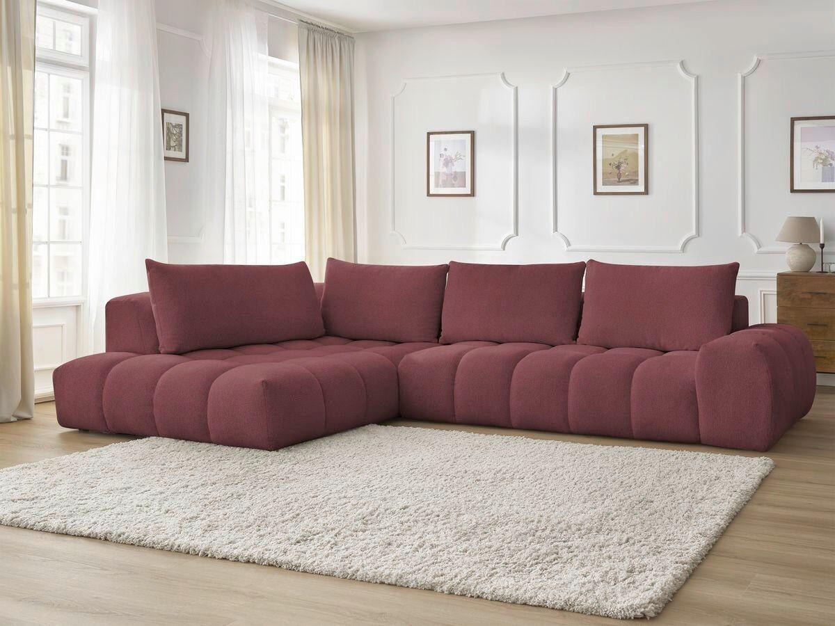 ECKSOFA Ottomane links  EVEREST Rot Flachgewebe  - Rot/Schwarz, MODERN, Kunststoff/Textil (210/352cm) - Livetastic