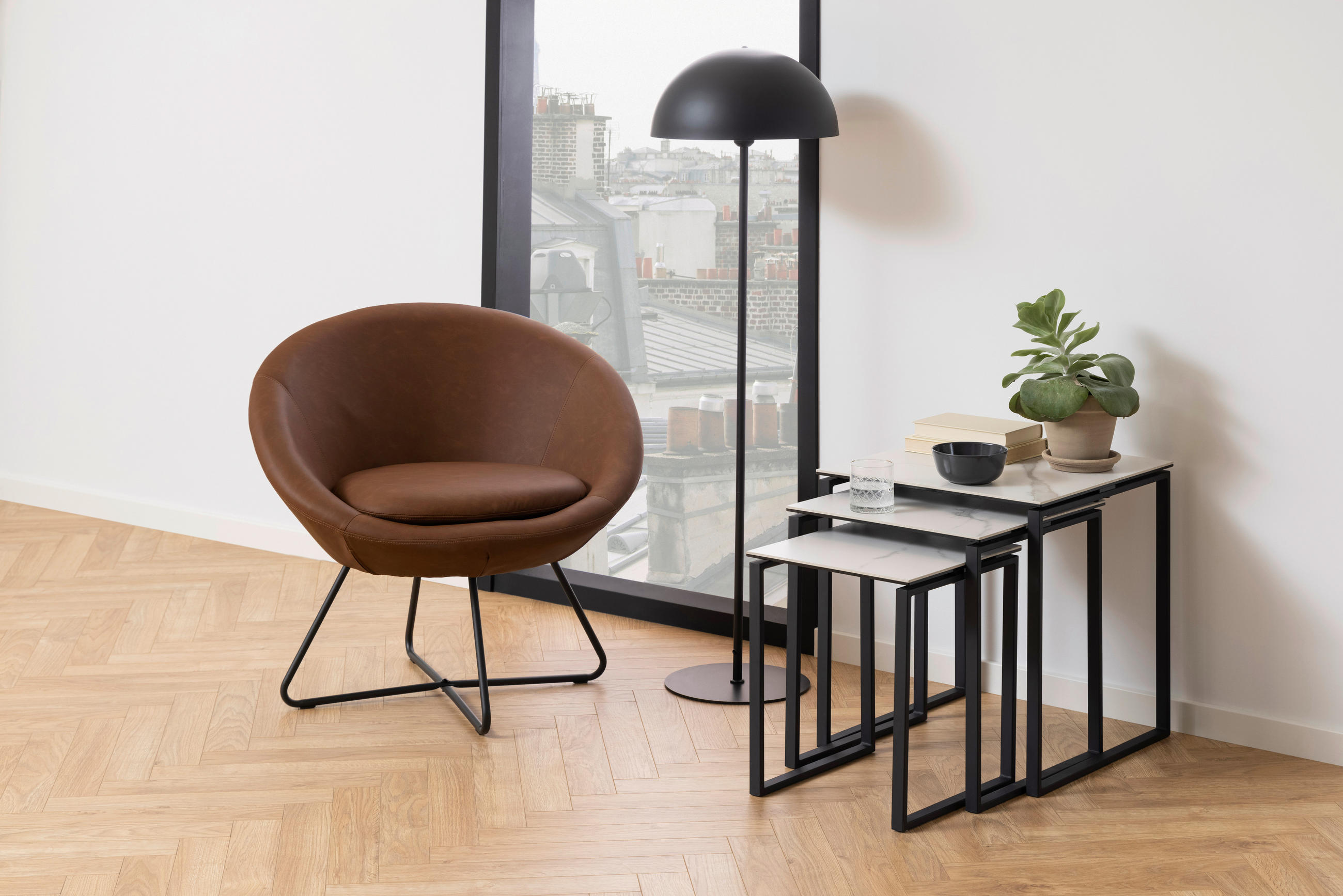 SET POMOĆNIH STOČIĆA   - bela/crna, Trendi, metal/keramika (50/50/55cm)