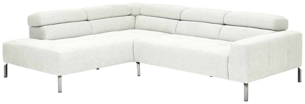 ECKSOFA Weiß Flachgewebe  - Chromfarben/Weiß, KONVENTIONELL, Textil/Metall (224/282cm) - Hom`in