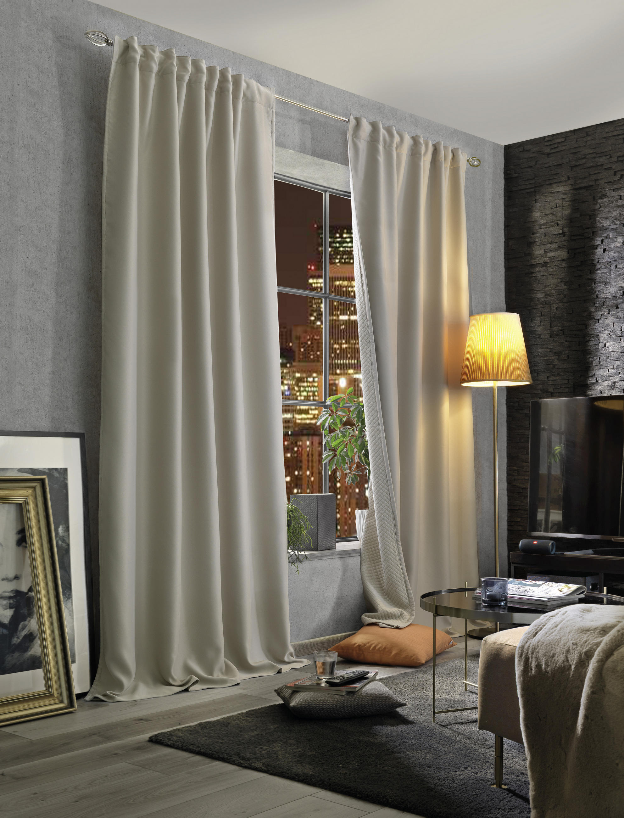 LÄRMSCHUTZVORHANG ACUSTICO Verdunkelung 135/160 cm   - Naturfarben, KONVENTIONELL, Textil (135/160cm)