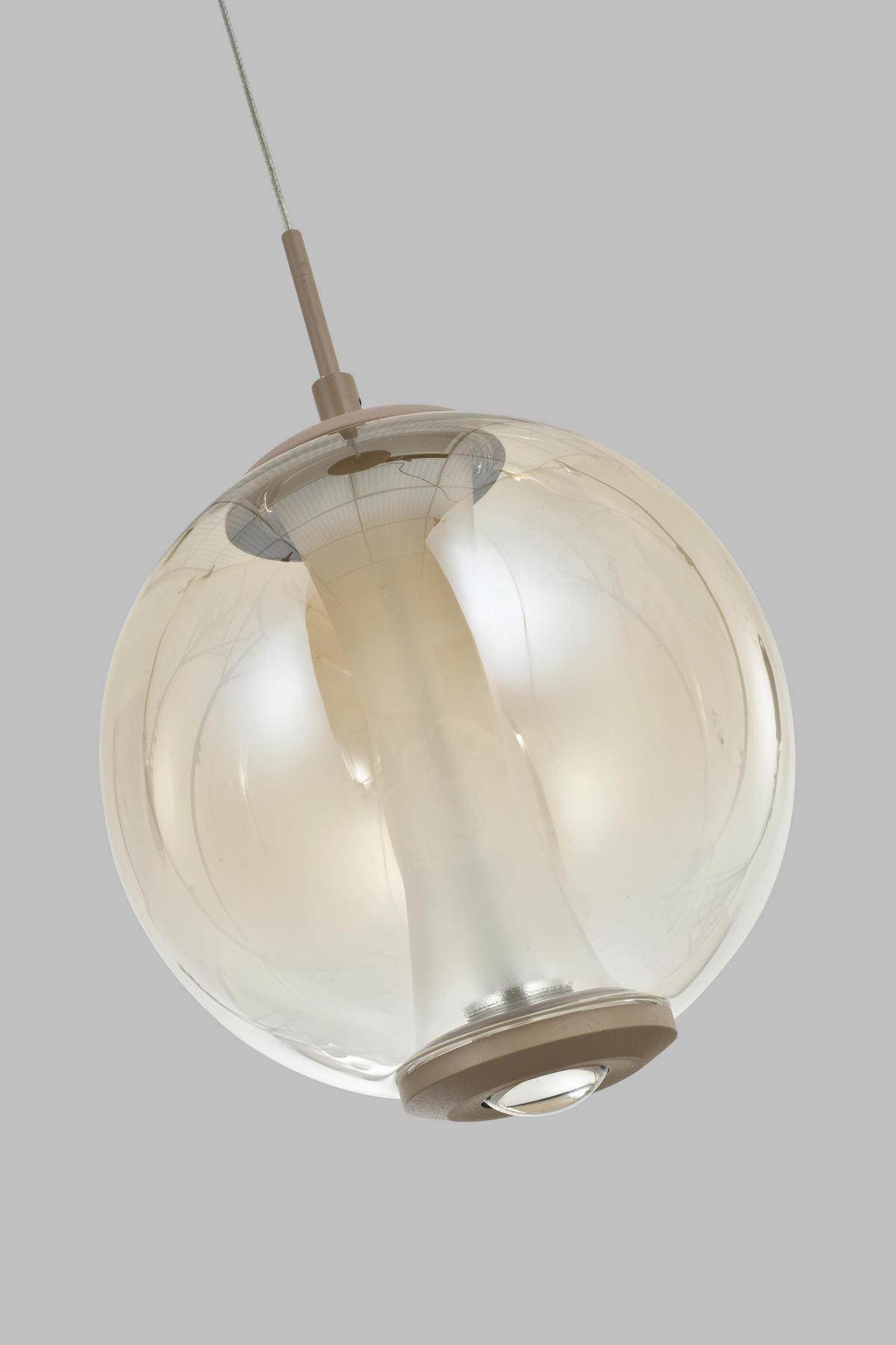 ZÁVĚSNÉ LED SVÍTIDLO, 18/150/18 cm  - pískové barvy, Design, kov/sklo (18/150/18cm)