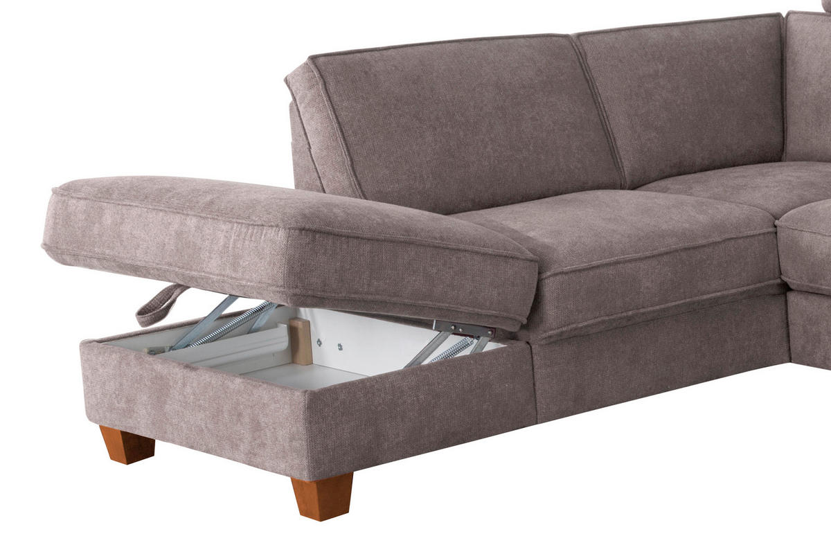ECKSOFA in Flachgewebe Taupe  - Taupe/Eichefarben, Konventionell, Holz/Textil (213/236cm) - Sit & More