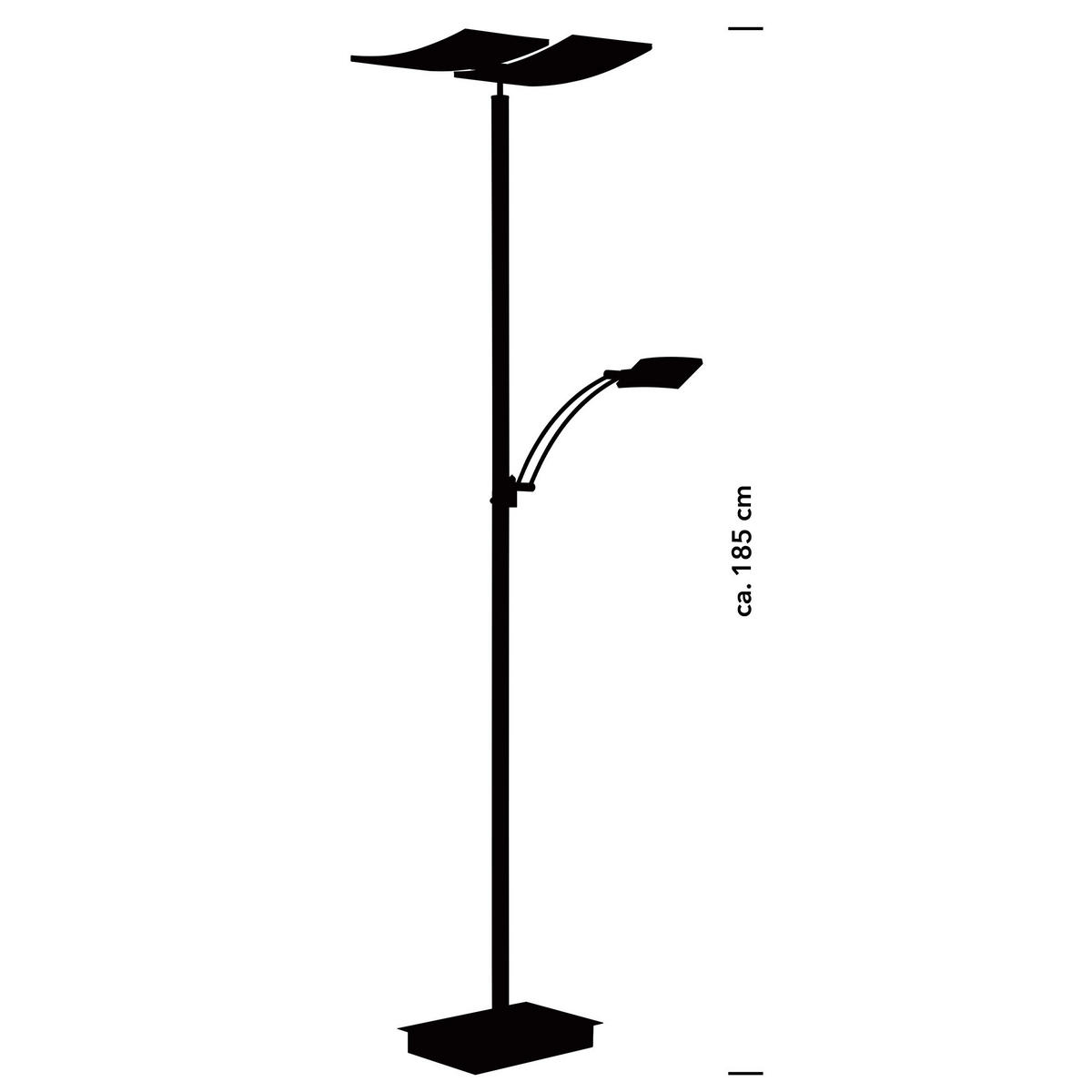 LED-STEHLEUCHTE 50/185 cm    - Anthrazit, Design, Metall (50/185cm) - Hell