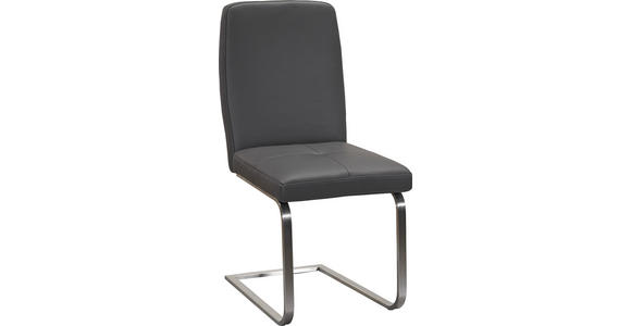 SCHWINGSTUHL in Metall, Leder Grau, Edelstahlfarben - Edelstahlfarben/Grau, Design, Leder/Metall (47/96/60cm) - Dieter Knoll