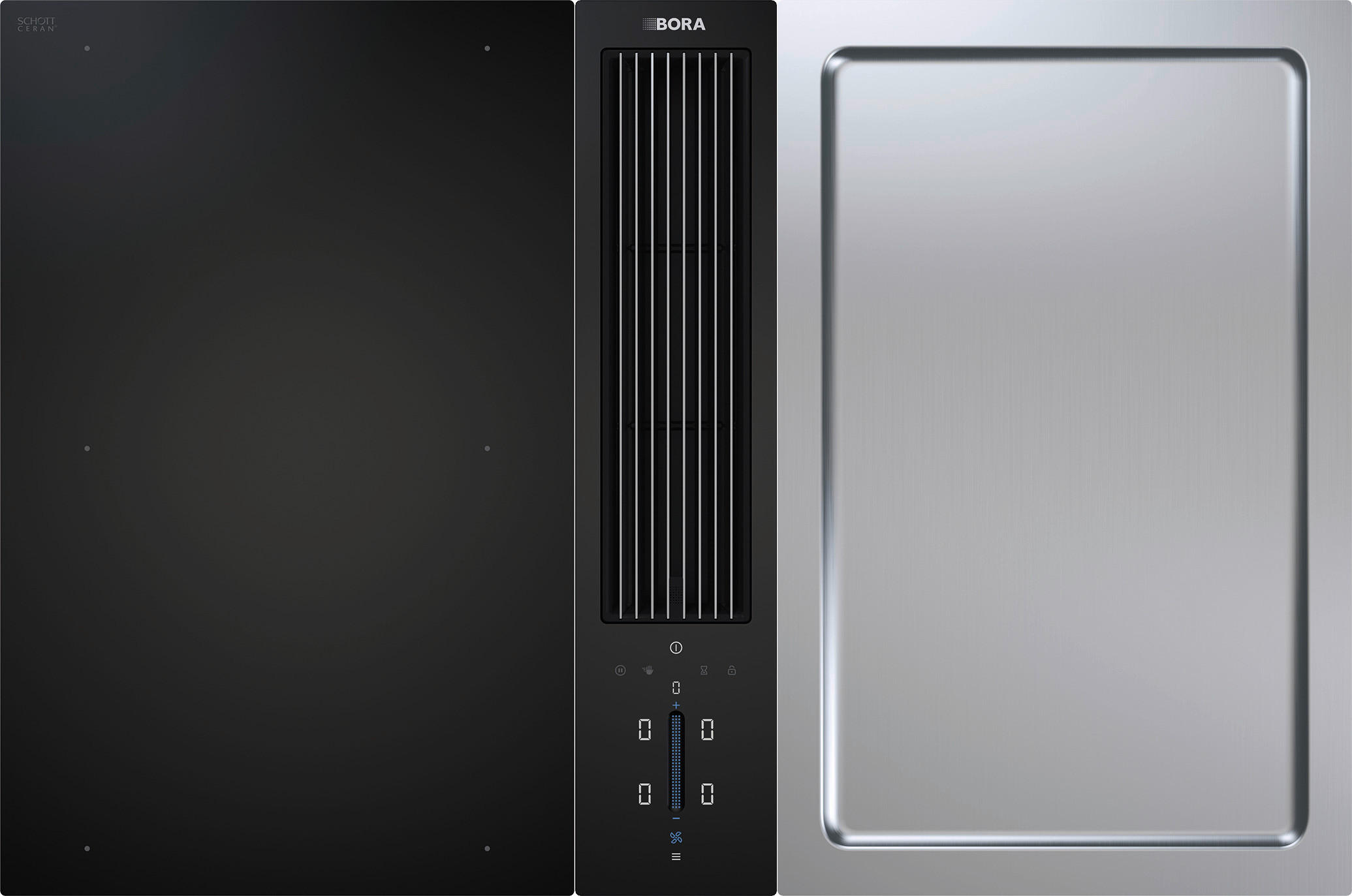 KOCHFELD-DUNSTABZUG-KOMBI CKA2FIT  - Schwarz, Basics, Glas/Metall (77/51,5/5,8cm) - Bora