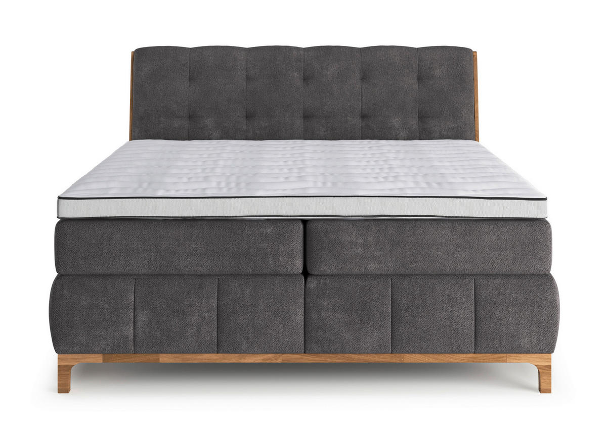 BOXSPRINGBETT 160/200 cm  in Dunkelgrau  - Dunkelgrau/Eichefarben, Modern, Holz/Holzwerkstoff (160/200cm) - MID.YOU
