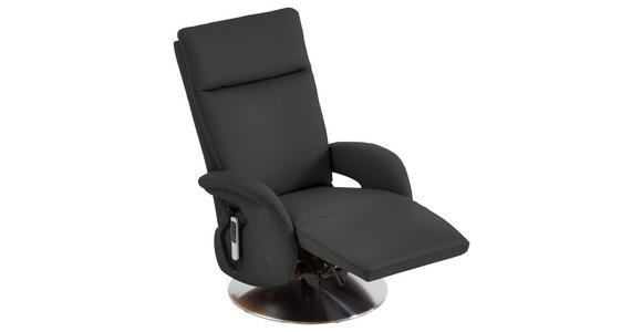 RELAXSESSEL in Leder Anthrazit  - Edelstahlfarben/Anthrazit, Design, Leder/Metall (70/108/80cm) - Cantus