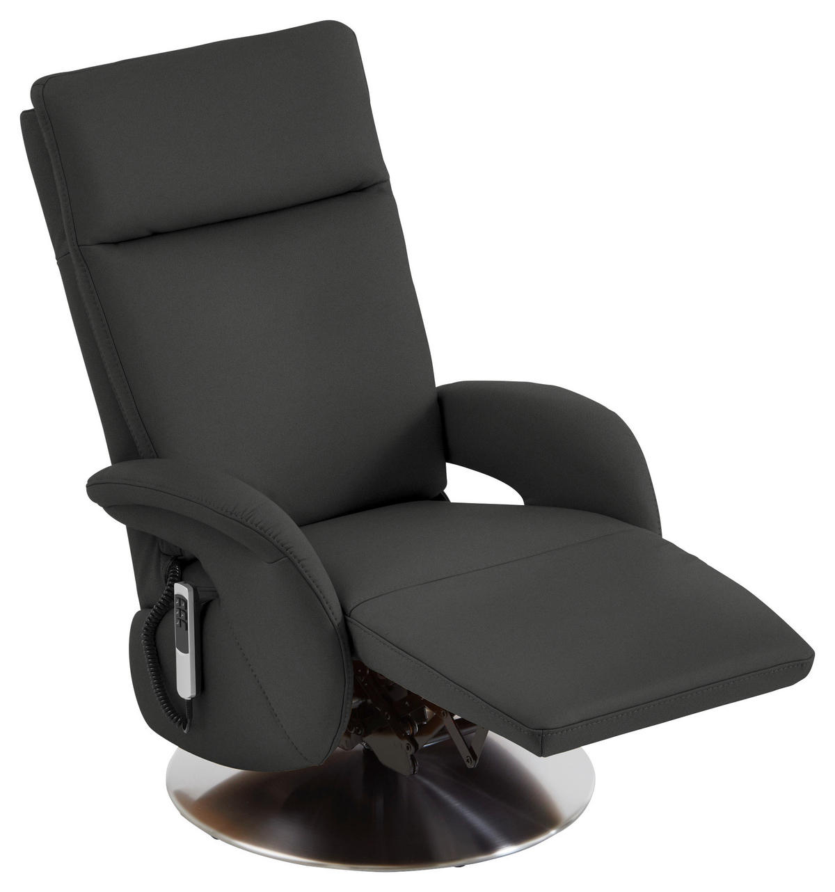 RELAXSESSEL in Leder Anthrazit  - Edelstahlfarben/Anthrazit, Design, Leder/Metall (70/108/80cm) - Cantus