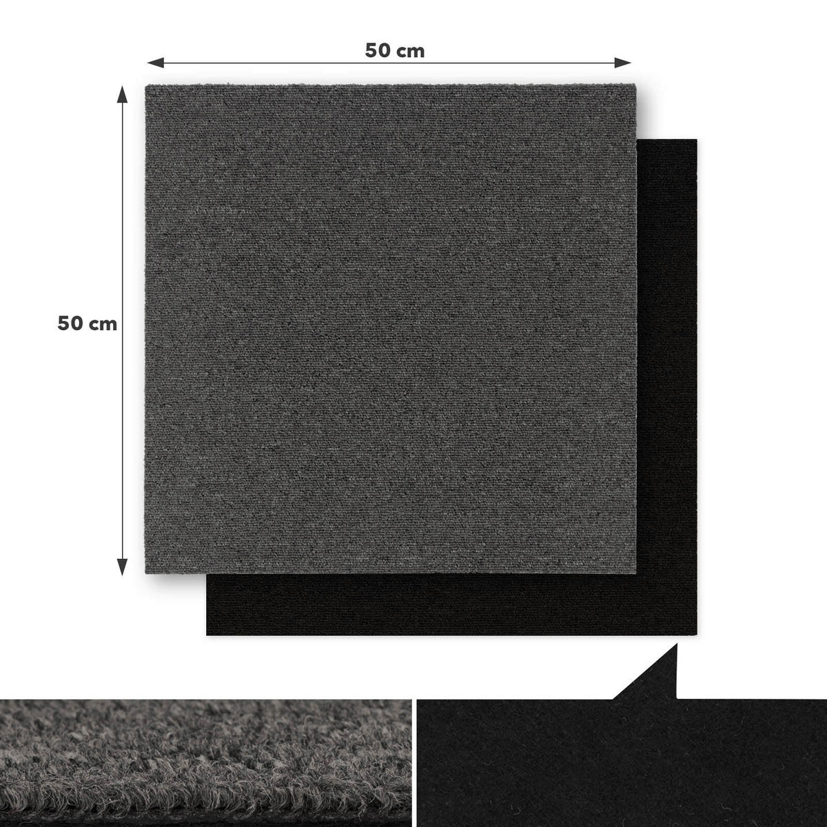TEPPICHFLIESE - Dunkelgrau, Basics, Textil (50/50cm) - Esposa