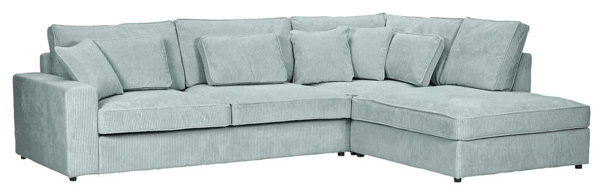 ECKSOFA Cord Hellblau  - Schwarz/Hellblau, Modern, Kunststoff/Textil (307/228cm) - Carryhome