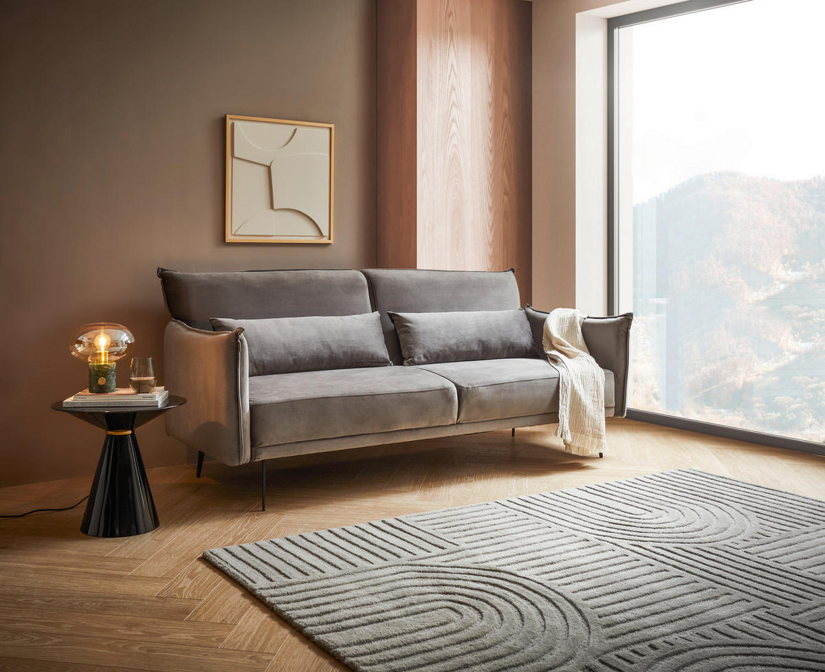 SCHLAFSOFA in Samt Dunkelgrau  - Dunkelgrau, Design, Textil/Metall (207/88/86cm) - Stylife