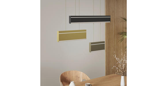 LED-HÄNGELEUCHTE 95/15/120 cm  - Goldfarben/Schwarz, Design, Kunststoff/Metall (95/15/120cm) - Dieter Knoll