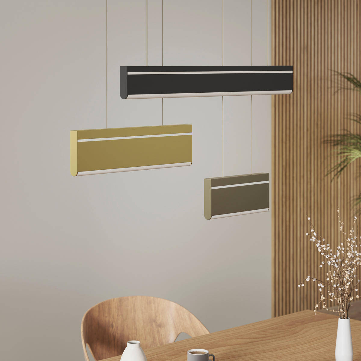 LED-HÄNGELEUCHTE Bradford 95/15/120 cm   - Goldfarben/Schwarz, Design, Kunststoff/Metall (95/15/120cm) - Dieter Knoll