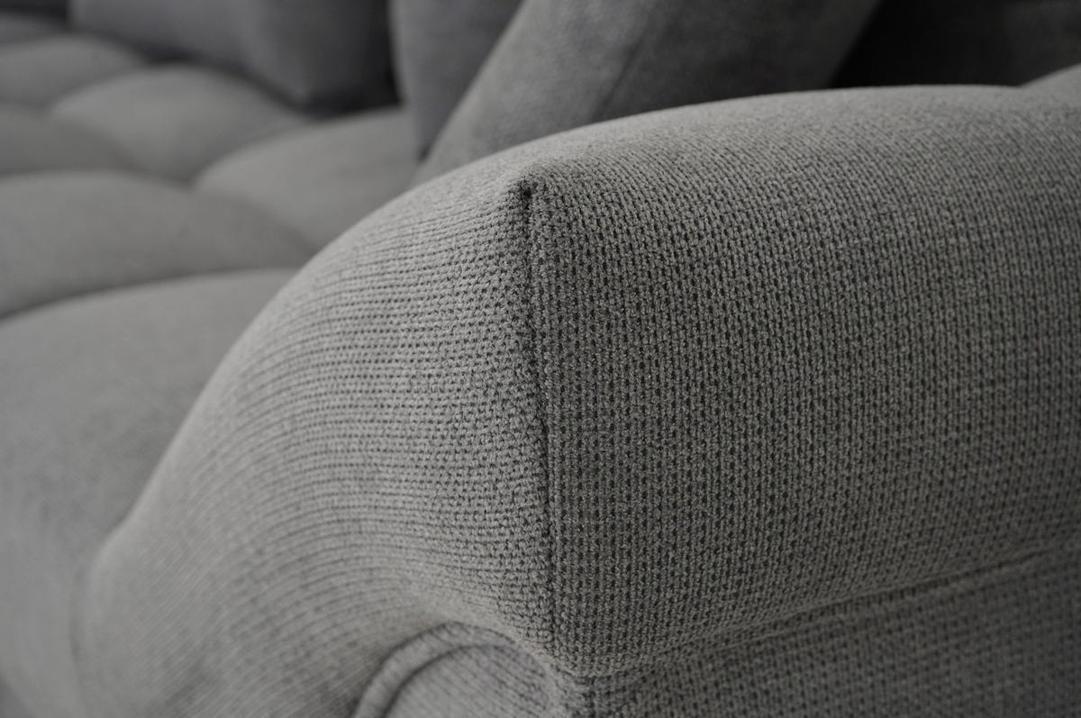 ECKSOFA Grau Flachgewebe, Mikrofaser  - Chromfarben/Grau, Design, Kunststoff/Textil (198/312cm) - Livetastic