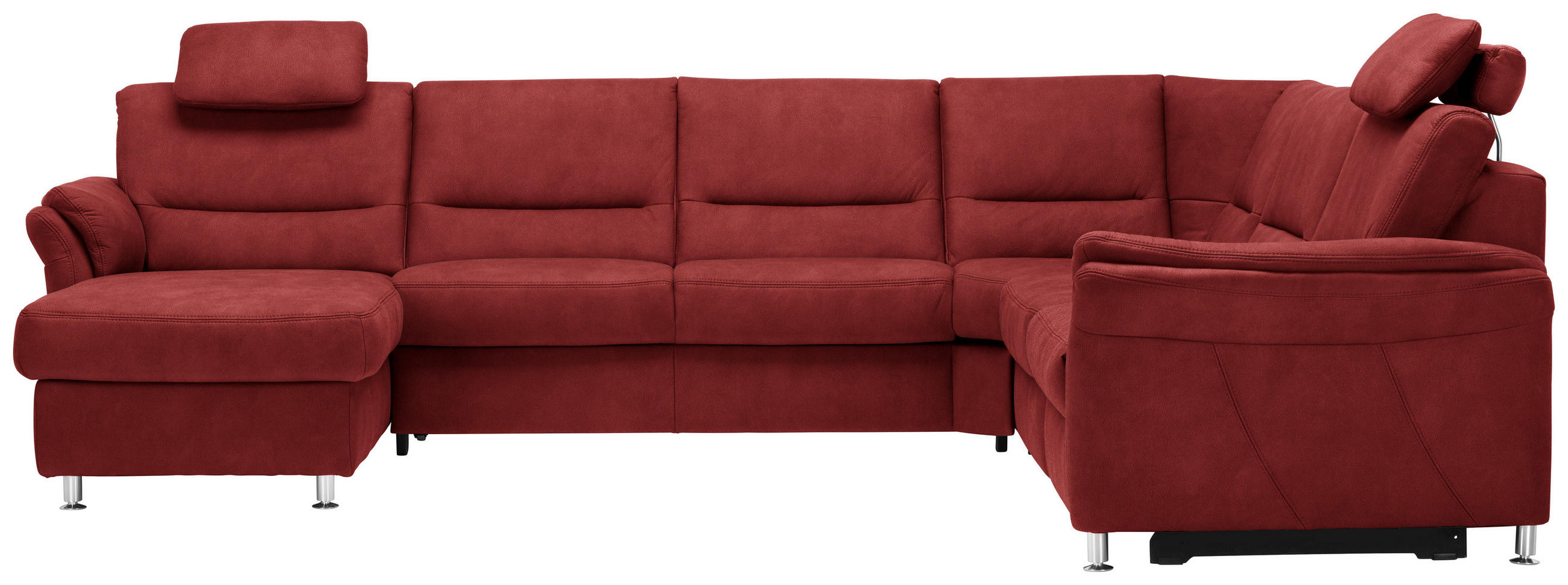 WOHNLANDSCHAFT Mikrofaser Rot  - Rot/Alufarben, Konventionell, Textil/Metall (173/330/262cm) - Beldomo System