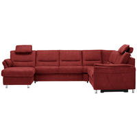 WOHNLANDSCHAFT  in Mikrofaser Rot  - Rot/Alufarben, KONVENTIONELL, Textil/Metall (173/330/262cm) - Beldomo System