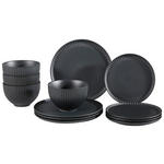 KOMBISERVICE SPACETIME 12-teilig  - Schwarz, Design, Keramik - Novel