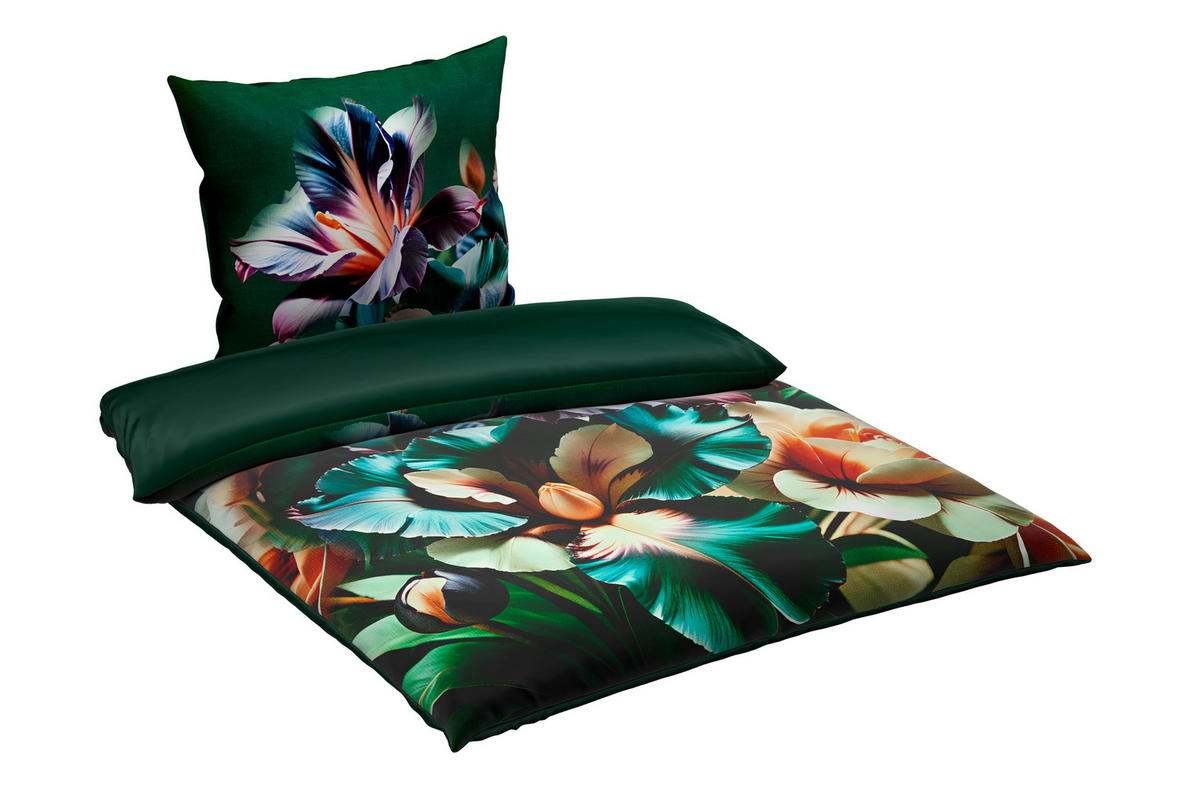 WENDEBETTWÄSCHE Satin 135/200 cm  - Grün, Textil (135/200cm) - Novel