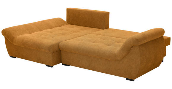 ECKSOFA Senfgelb Flachgewebe - Senfgelb/Schwarz, Design, Kunststoff/Textil (175/278cm) - Xora