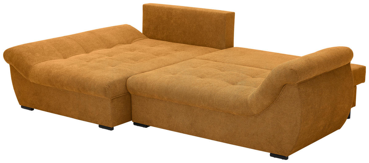 ECKSOFA Senfgelb Flachgewebe  - Senfgelb/Schwarz, Design, Kunststoff/Textil (175/278cm) - Xora