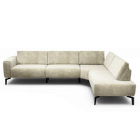 ECKSOFA Cosy Naturfarben Samt  - Schwarz/Naturfarben, Design, Textil/Metall (296/213cm) - SENSOO