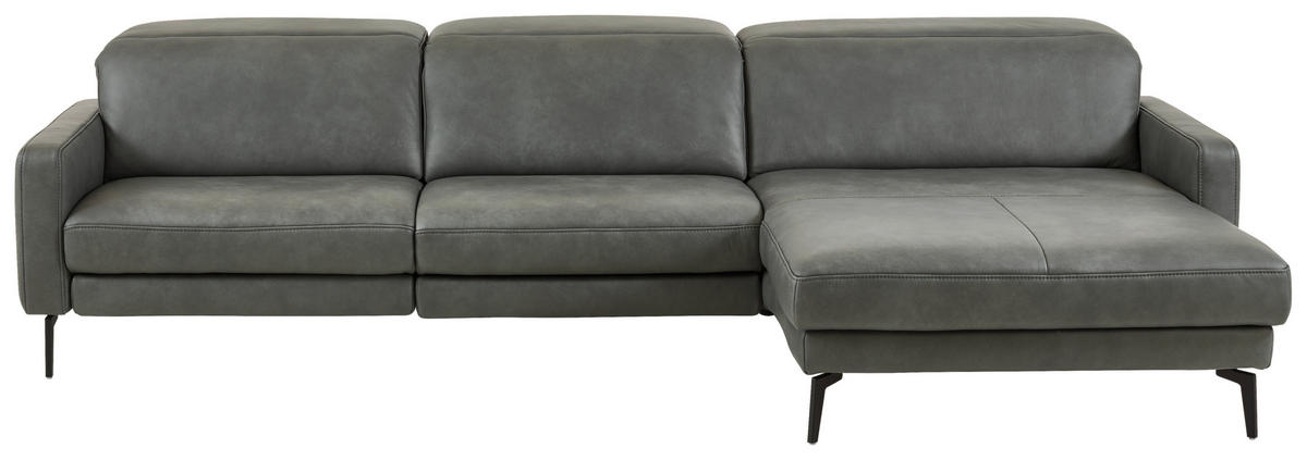 ECKSOFA  in Echtleder Anthrazit  323/179 cm  - Anthrazit/Schwarz, Design, Leder/Metall (323/179cm) - Dieter Knoll