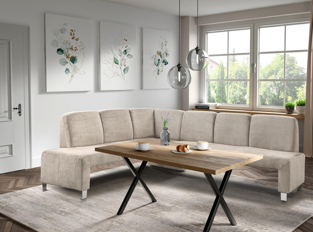 KLUPA KUTNA  taupe  drvo, tekstil, drvni materijal      - srebrne boje/taupe, Moderno, drvni materijal/drvo (263/198cm) - Livetastic