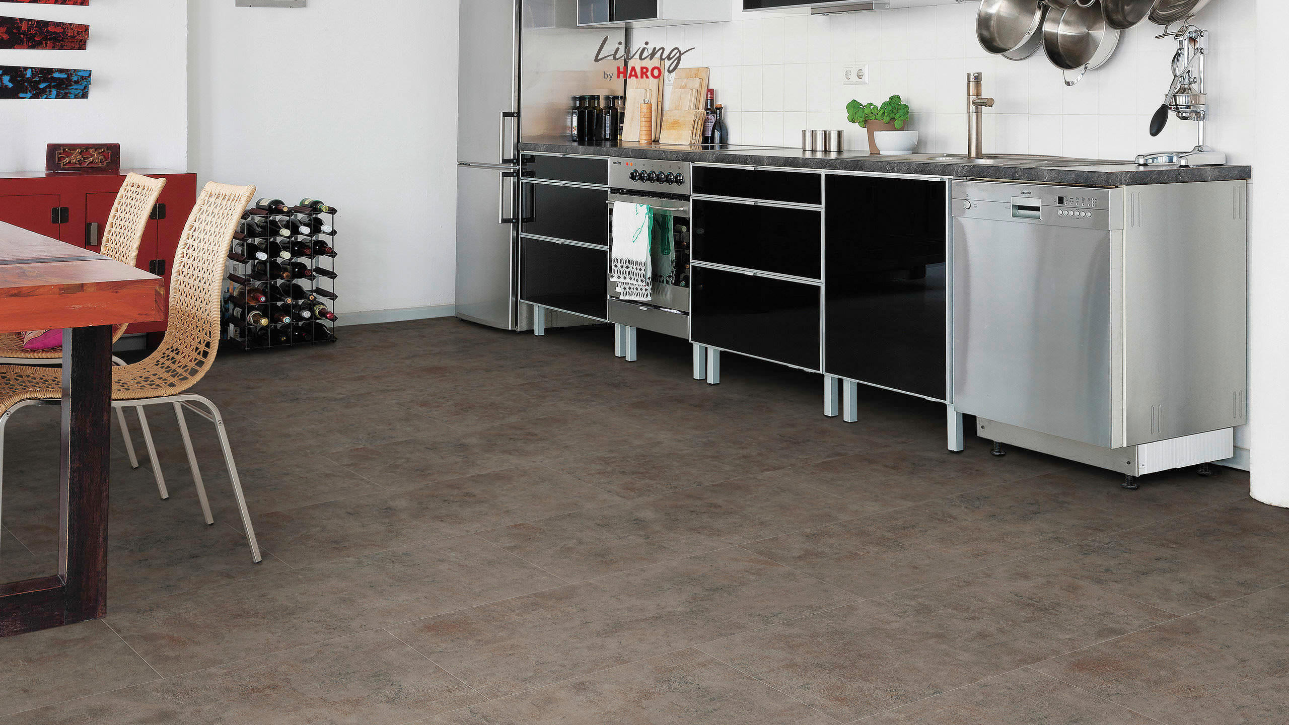 VINYLBODEN  per  m² - Dunkelgrau/Rot, Design, Holzwerkstoff (63,1/31,3/0,65cm) - Living by HARO