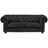 CHESTERFIELD-SOFA in Lederlook Schwarz  - Wengefarben/Schwarz, Lifestyle, Holz/Textil (206/76,5/96cm) - Landscape