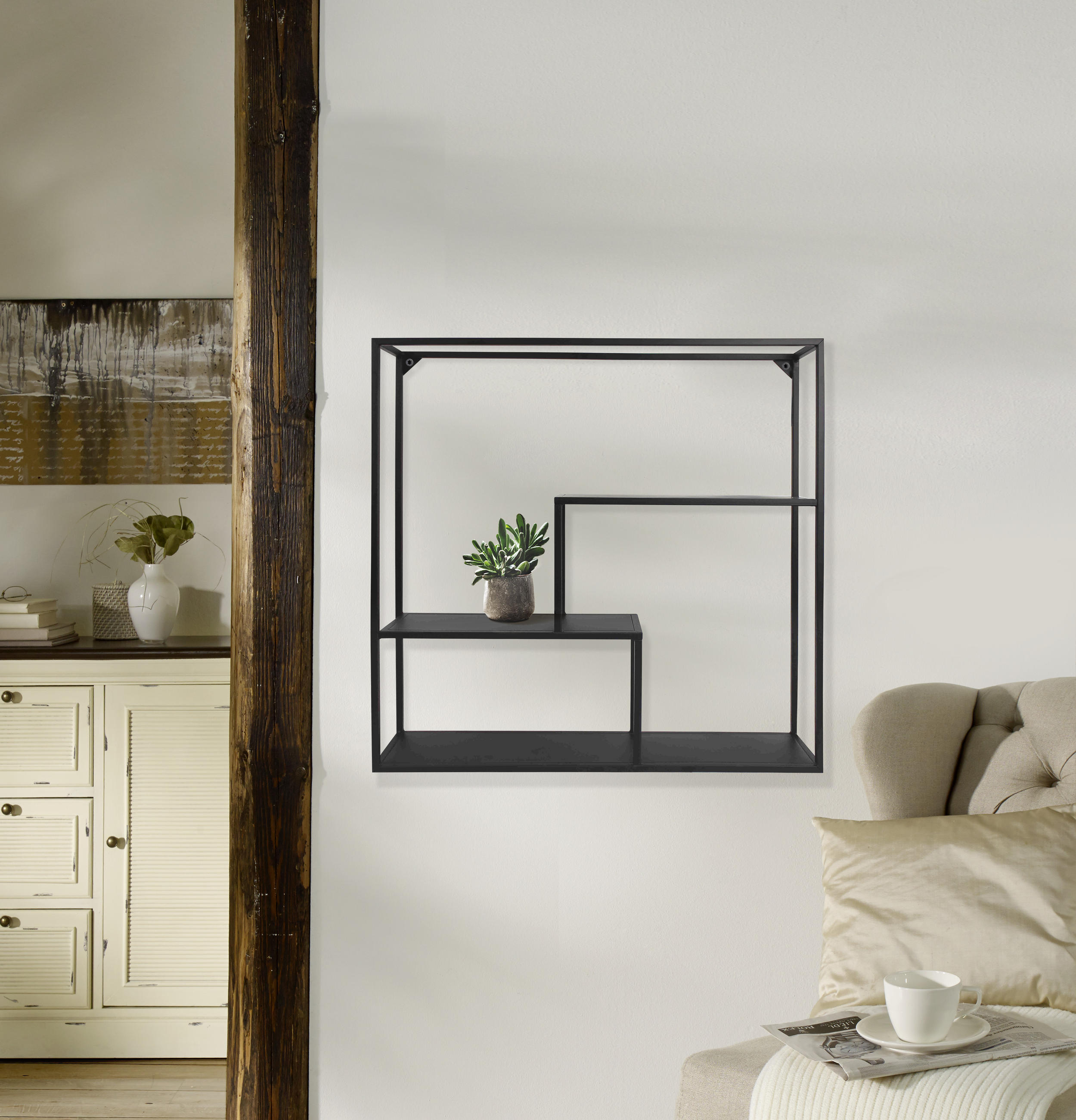 WANDREGAL Schwarz  - Schwarz, Trend, Metall (60/60/13cm) - Landscape