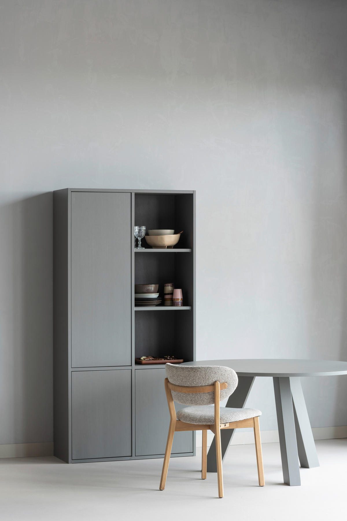 ESSTISCH 129/129/75 cm Echtholz  Holz rund Grau  - Grau, MODERN, Holz (129/129/75cm) - Livetastic