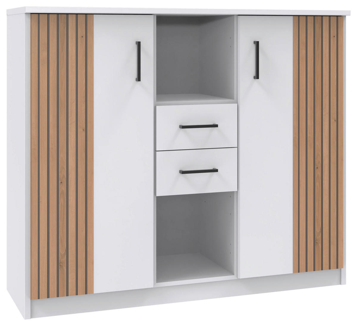 ŠIROKA KOMODA, bela, hrast artisan  - črna/bela, Design, umetna masa/leseni material (122/105/40cm) - Ti'me