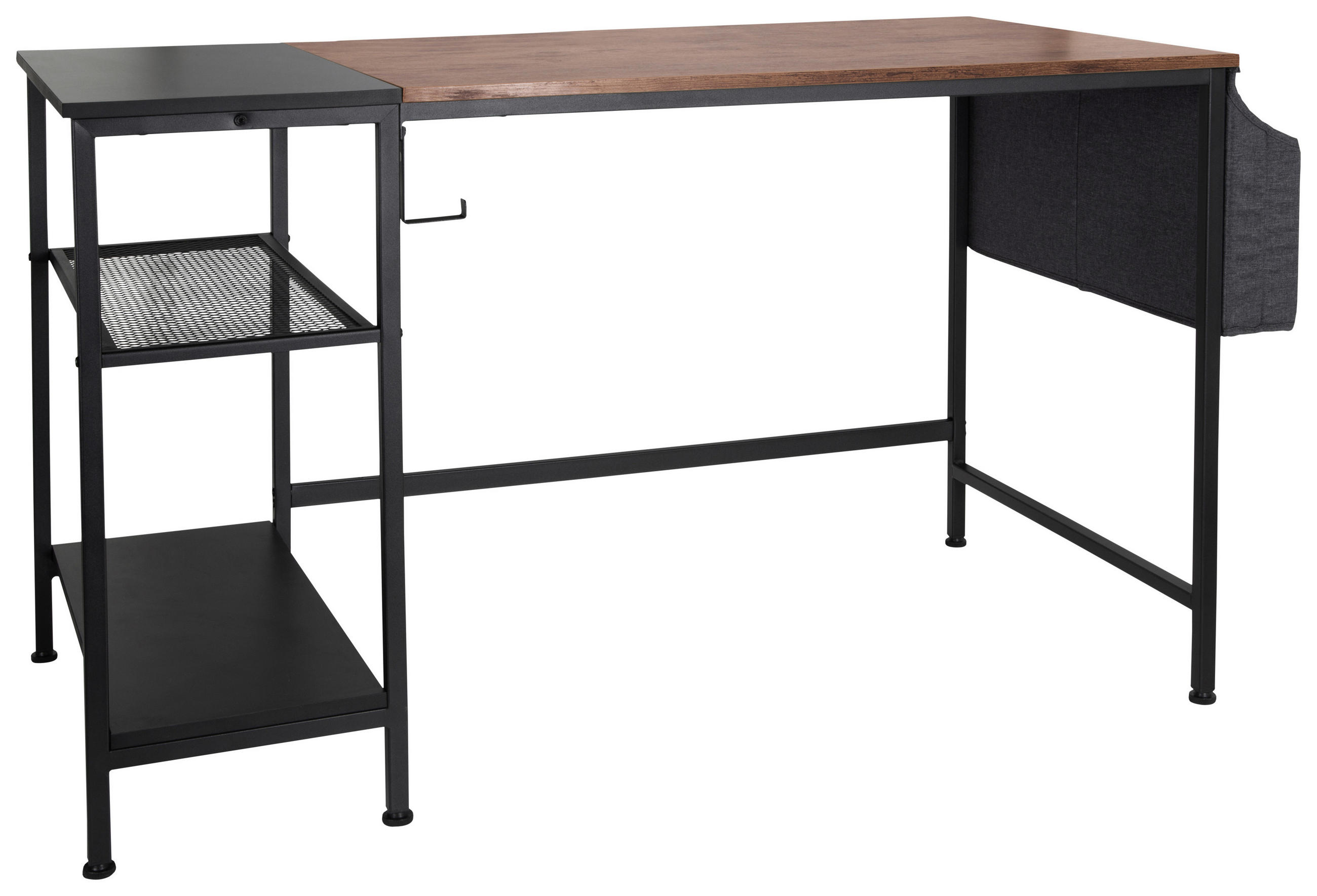 SCHREIBTISCH 120/60/76 cm  in Braun, Schwarz  - Schwarz/Braun, Basics, Holzwerkstoff/Metall (120/60/76cm) - MID.YOU