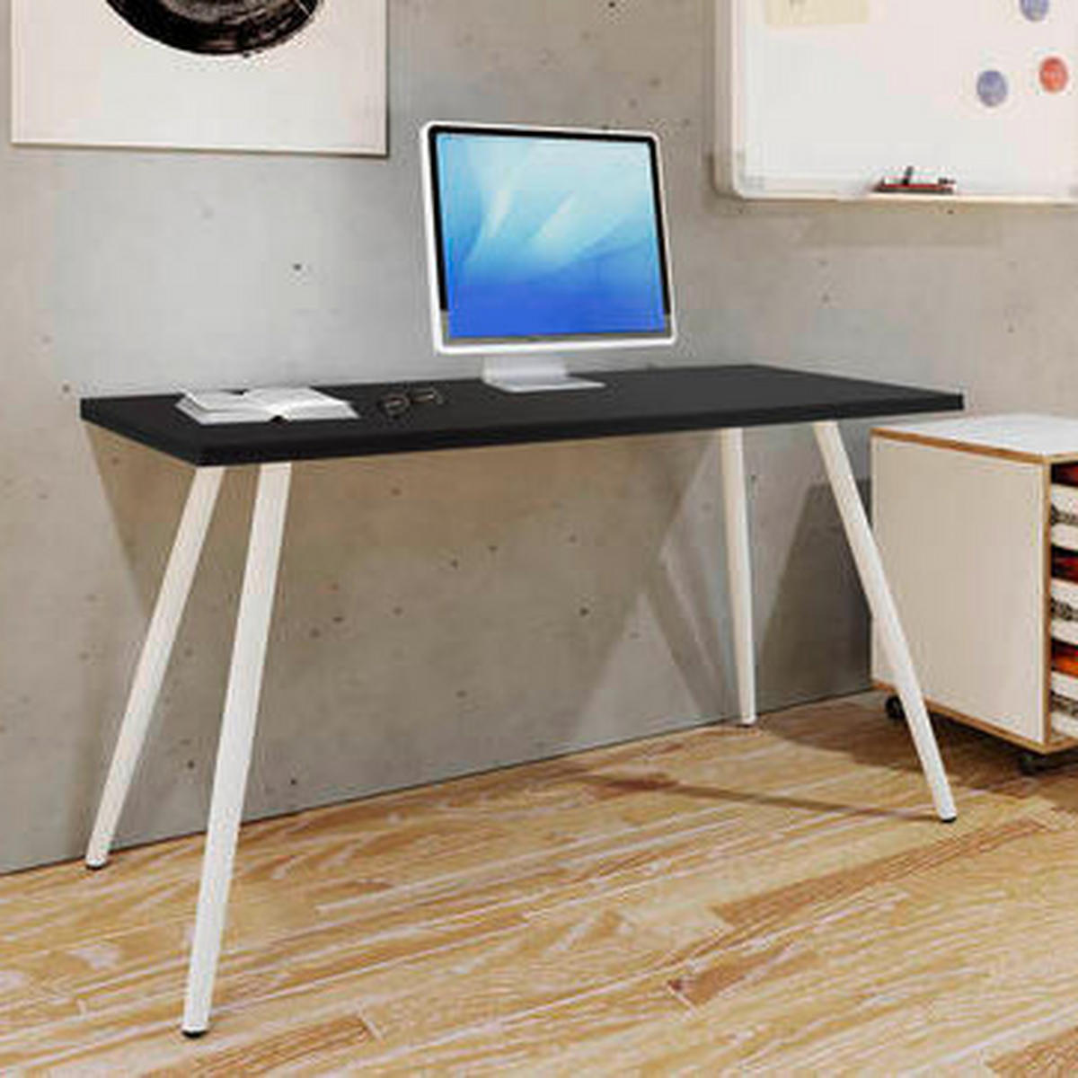 SCHREIBTISCH 138/50/70 cm Anthrazit, Weiß  - Anthrazit/Weiß, MODERN, Holzwerkstoff/Metall (138/50/70cm) - MID.YOU