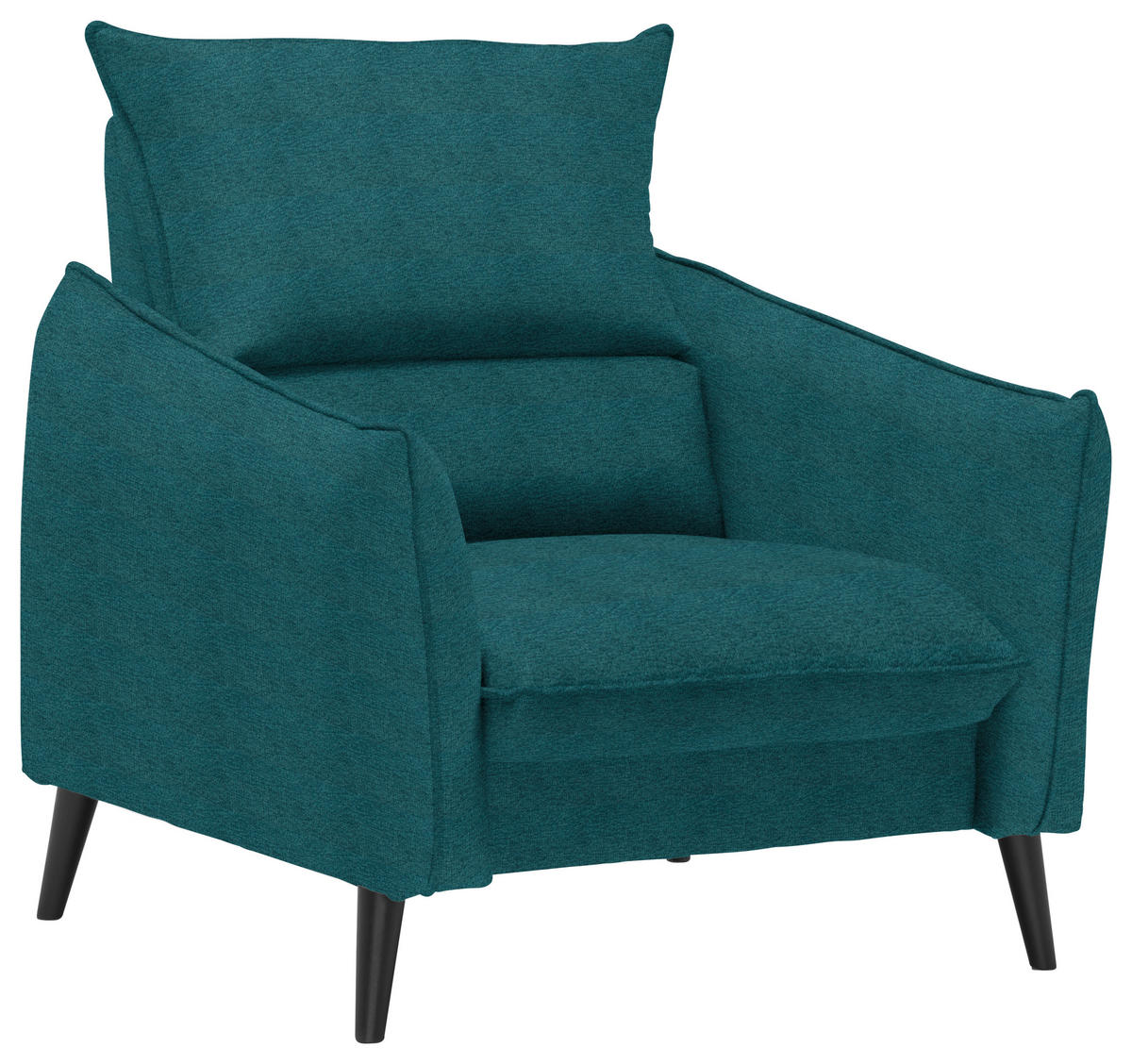 SESSEL in Velours Petrol  - Petrol/Schwarz, Design, Holz/Textil (96/98/100cm) - Carryhome