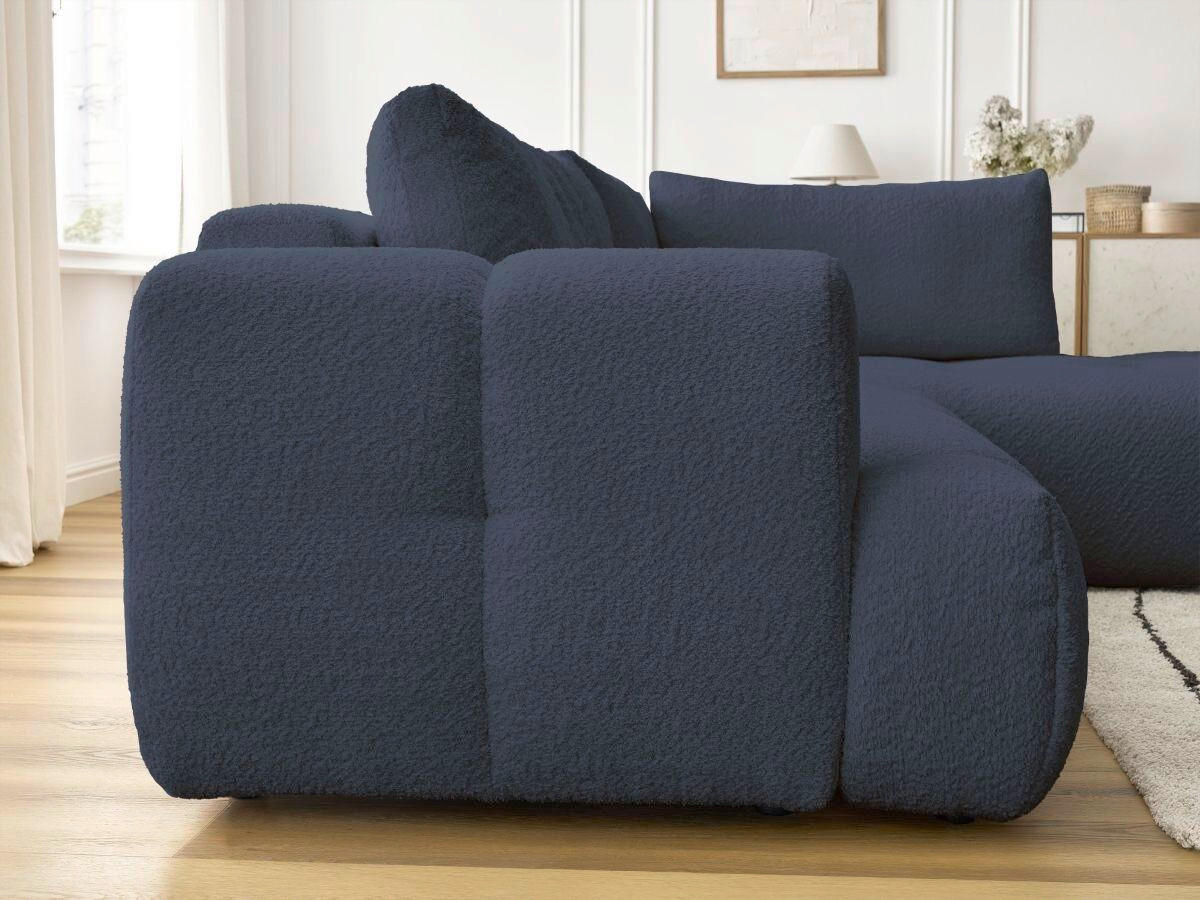 ECKSCHLAFSOFA FUJI Bouclé Dunkelblau  inkl.  - Schwarz/Dunkelblau, MODERN, Kunststoff/Textil (282/204cm)