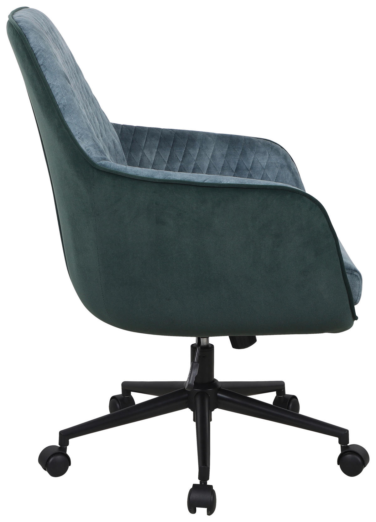 DREHSTUHL  in Samt Grün, Petrol  - Petrol/Schwarz, Design, Kunststoff/Textil (66/94-99/69cm) - Novel