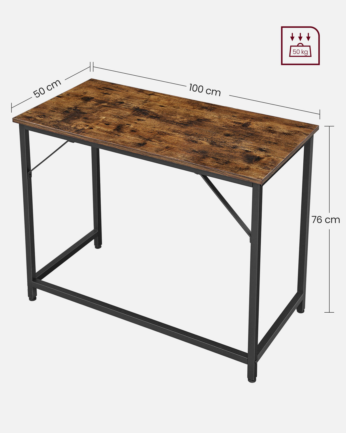 PC STŮL, černá, tmavě hnědá, 100/75,5/50 cm - tmavě hnědá/černá, Trend, kov/kompozitní dřevo (100/75,5/50cm) - MID.YOU