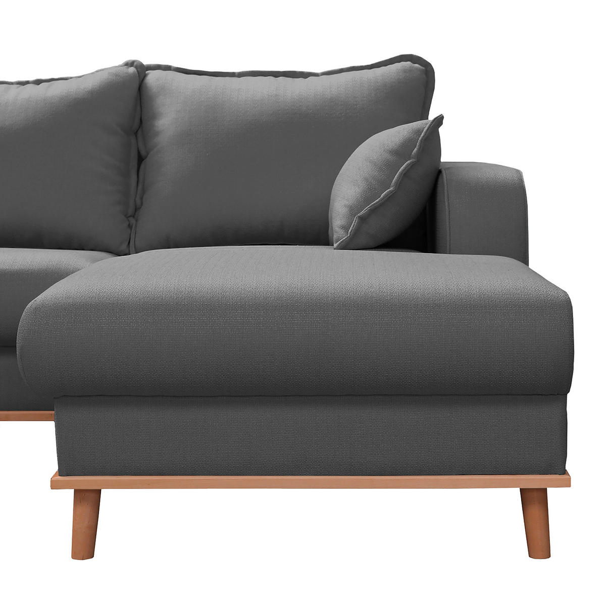 WOHNLANDSCHAFT Grau Textilgeflecht  - Wengefarben/Grau, Design, Holz/Textil (167/296/170cm) - Livetastic